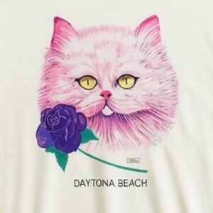 Vintage 1989 Daytona Beach Cat Graphic Tee USA Made L